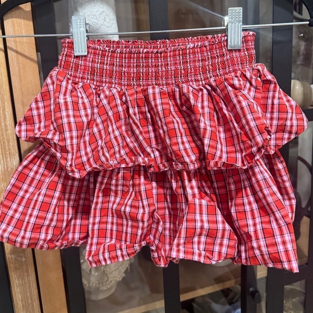 J. Crew smocked tartan skirt toddler girls tiny plaid ruffle tiered cotton